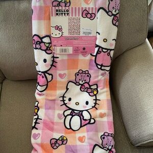 New Hello Kitty Pink Plaid Blanket Throw